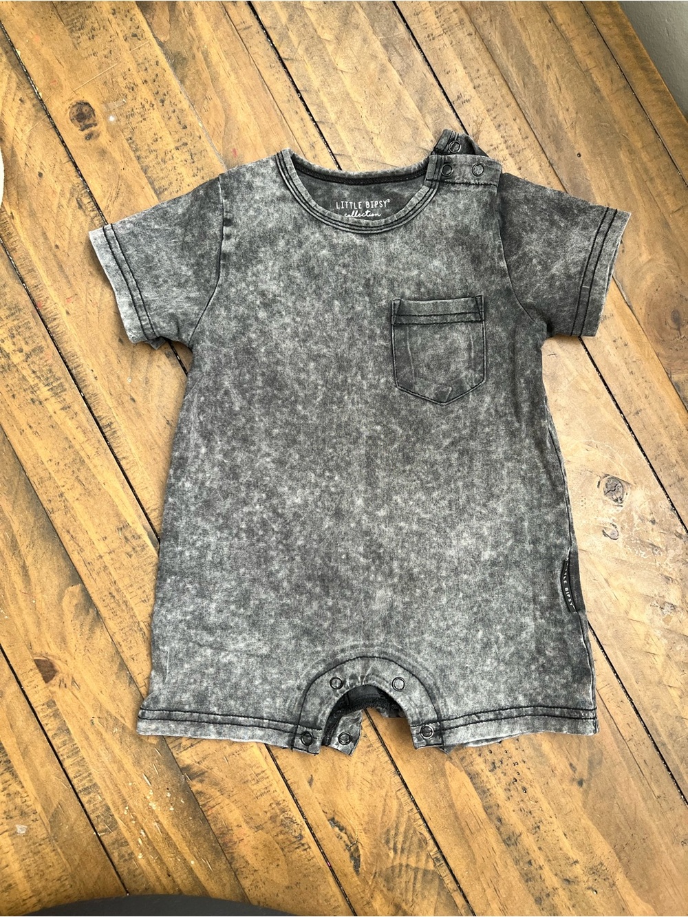 Little Bipsy Mineral-Wash Gray Romper